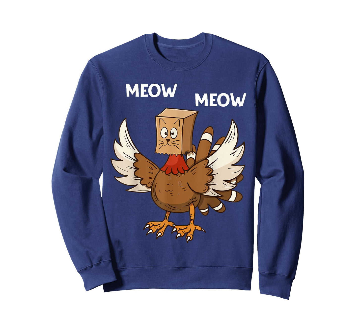 Thanksgiving Cat Funny Fake Cat Meow Thanksgiving Turkey T-Shirt for Men Women Girls Kids
