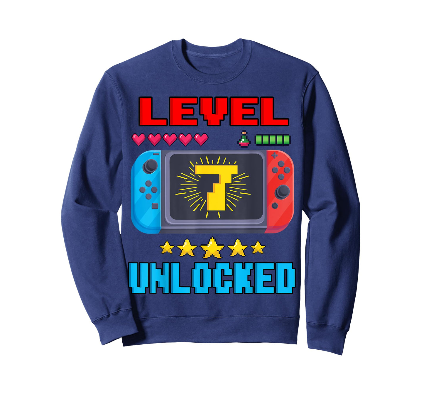 7th Birthday Boy Level 7 Unlocked Video Gamer Birthday T-Shirt