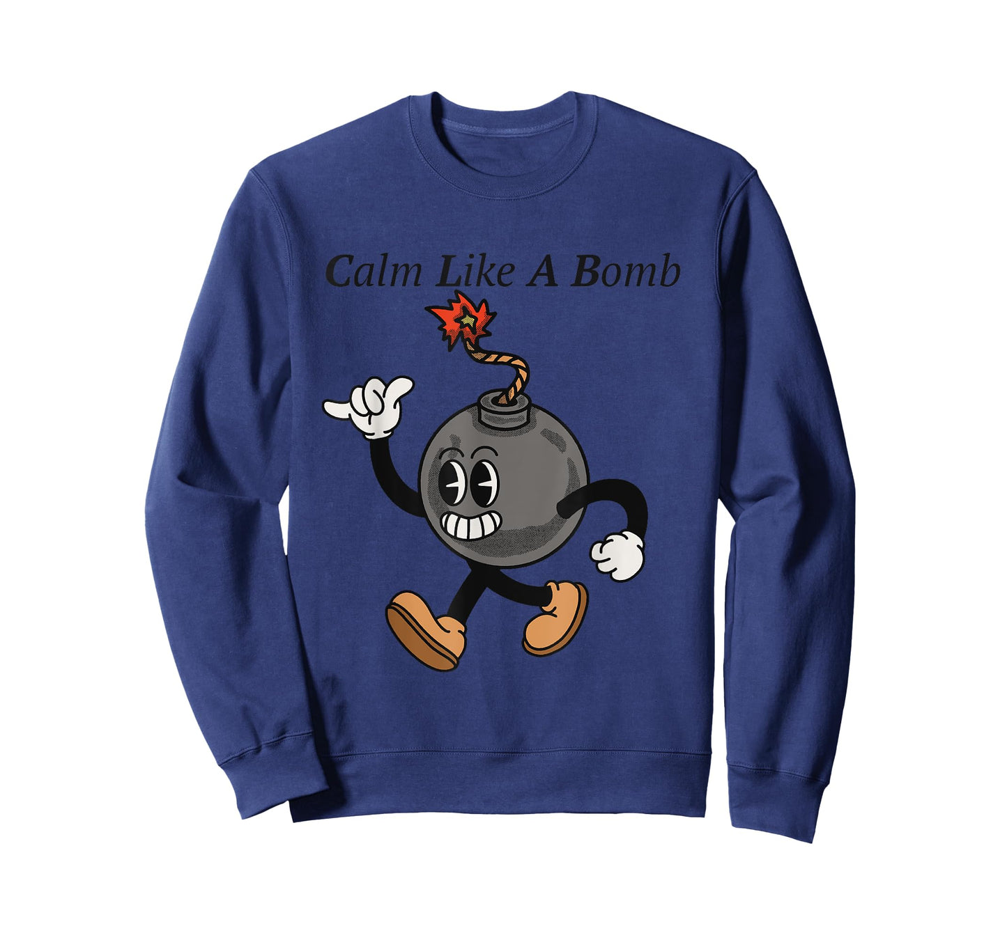 Laughing Revolution T-Shirts - Calm Like A Bomb - Funny Rubber Hose Retro Cartoon T-Shirt