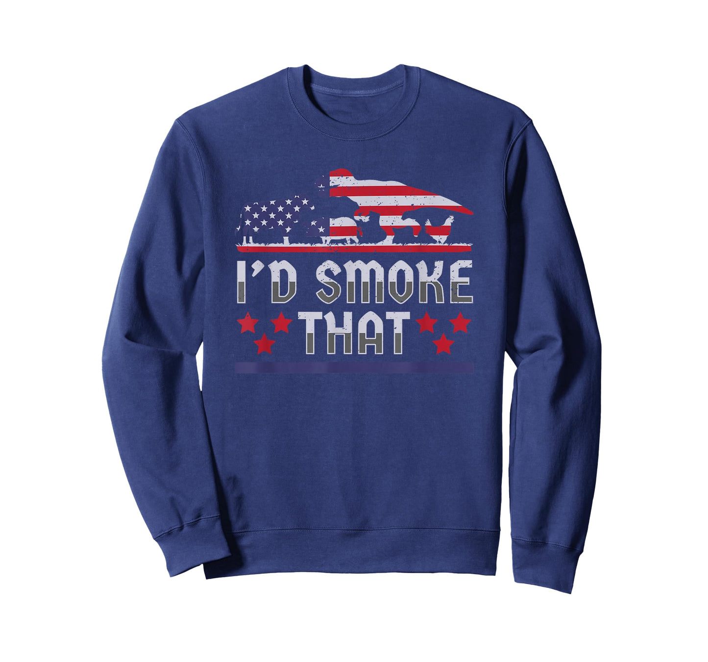 I'd Smoke That BBQ Barbeque Patriot Dinosaur T-Rex Mens T-Shirt
