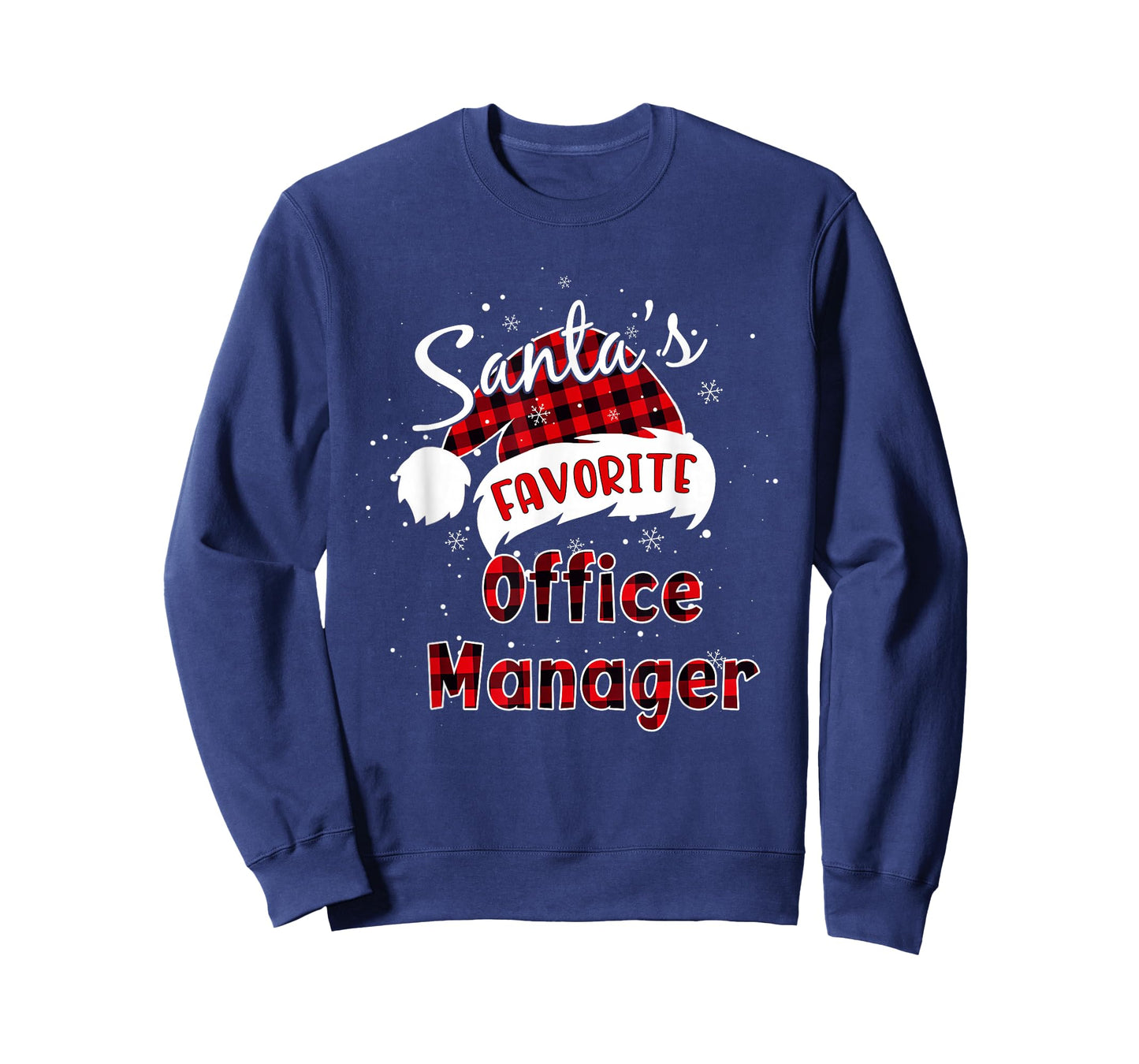 Funny Santa's Favorite Office Manager Christmas Plaid Xmas T-Shirt