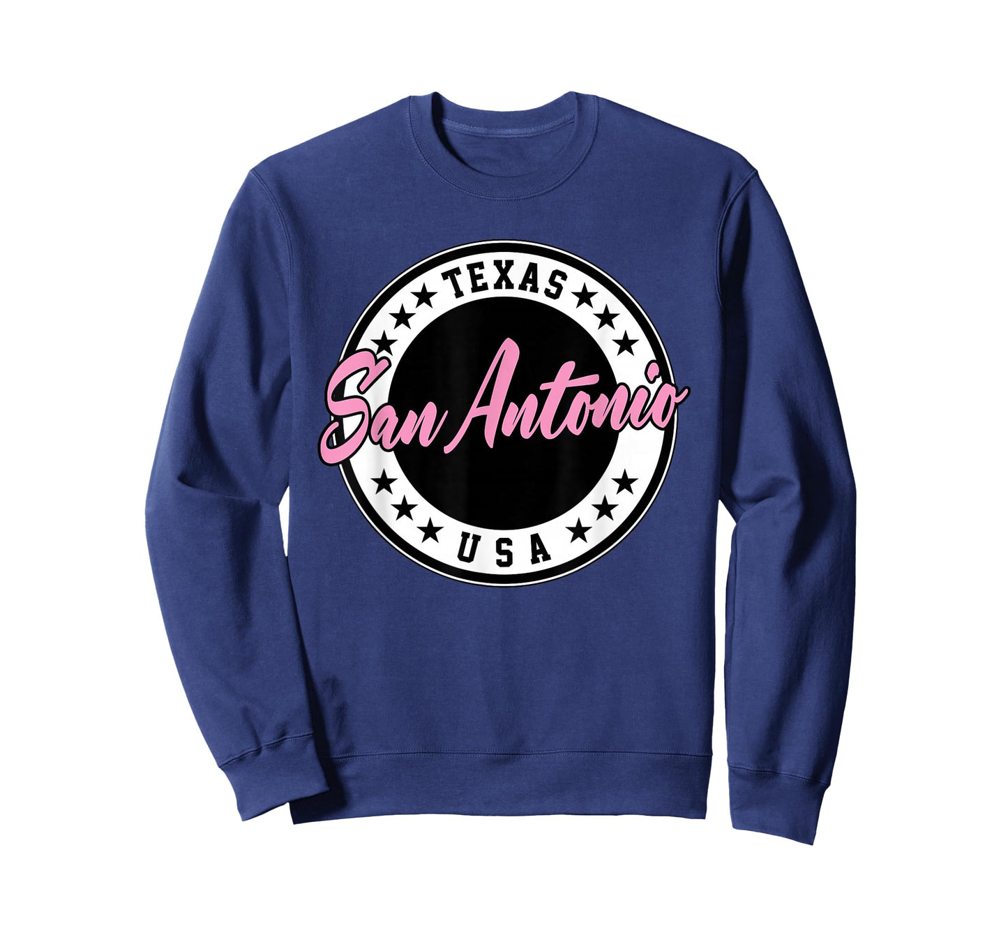 San Antonio Texas Script Circle Pink Text T-Shirt