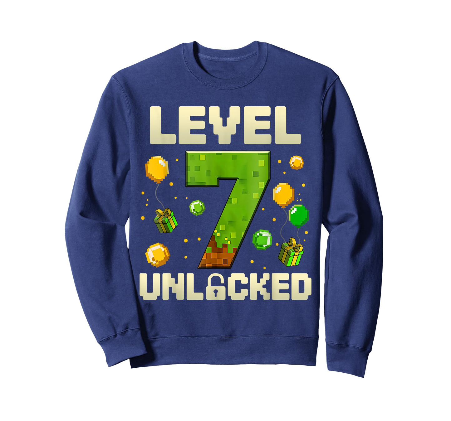 Birthday Boy Shirt Level 7 Unlocked 7th Birthday Game Pixel T-Shirt