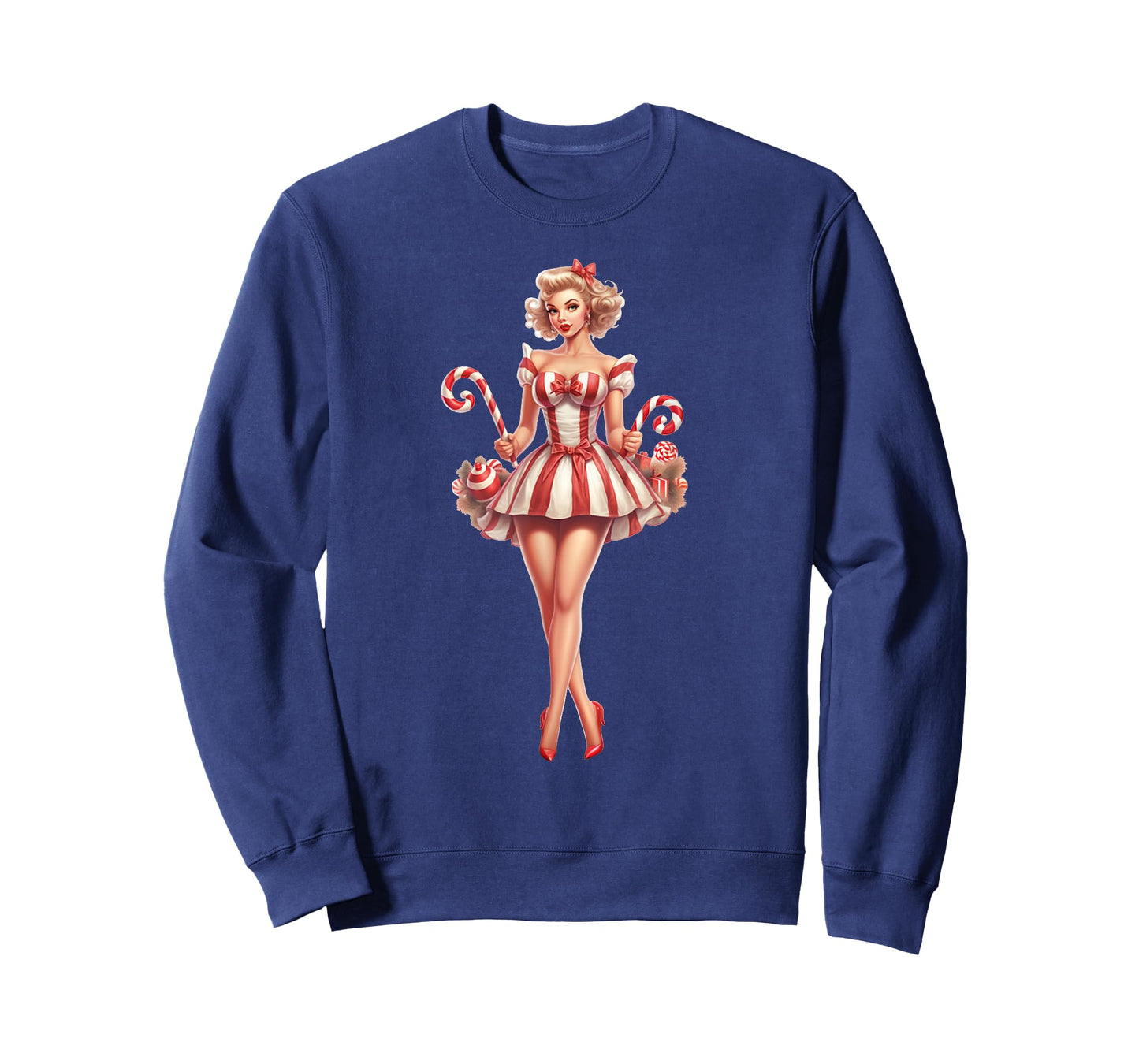 Christmas Pinup Girl With Christmas Candy T-Shirt
