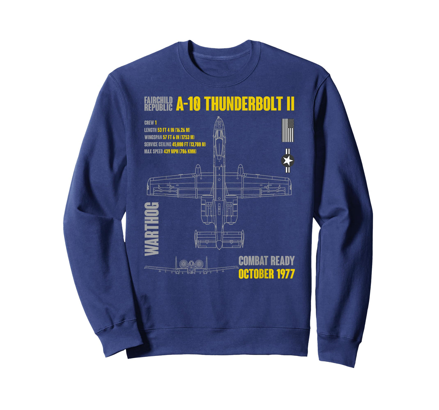 Military Aircraft A-10 Thunderbolt II Warthog USAF T-Shirt Small