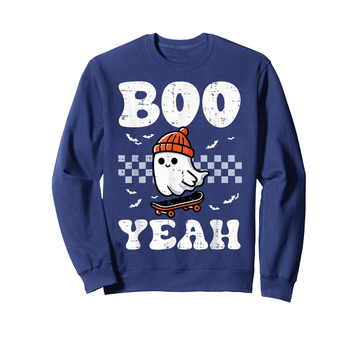 Halloween Ghost Skateboard Boo Yeah Costume Boys Kids Men T-Shirt