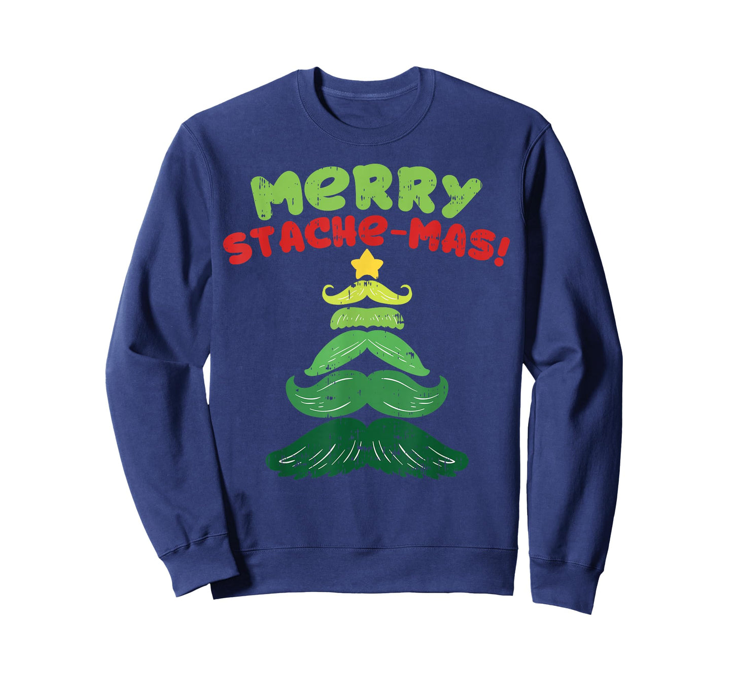 Funny Mustache Christmas Tree Shirt Merry Stachemas Beard T-Shirt