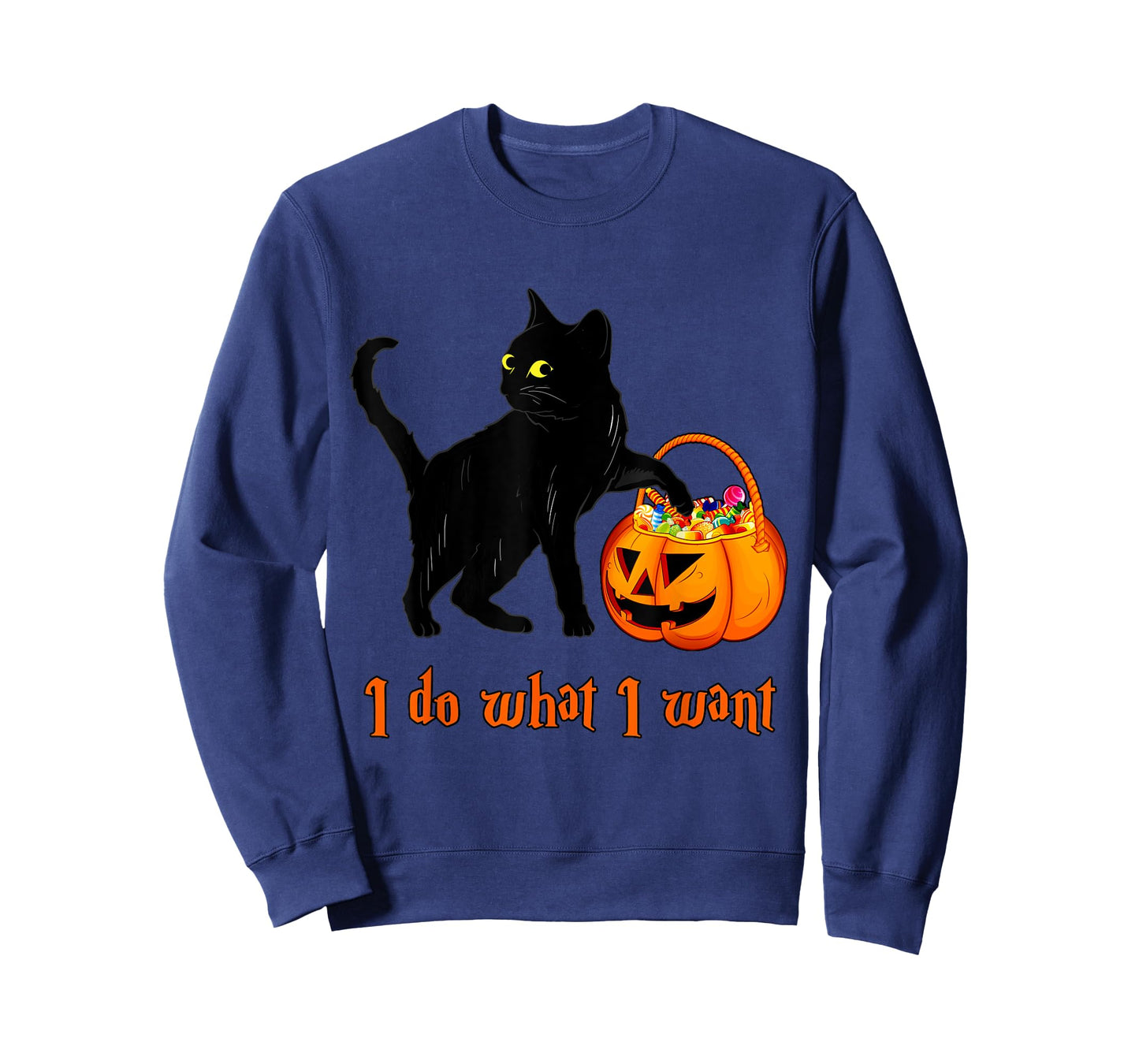 Cat I Do What I Want Halloween Candy Pumpkin Bag Black Cat T-Shirt