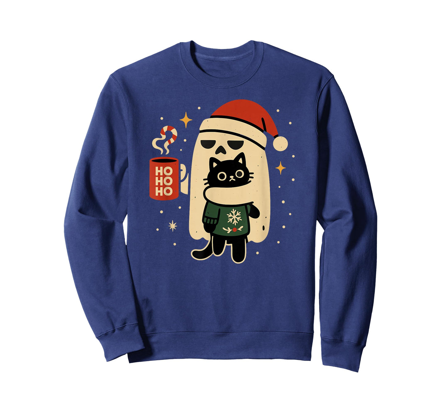 Gothic Christmas Cat and Ghost Festive Fun T-Shirt