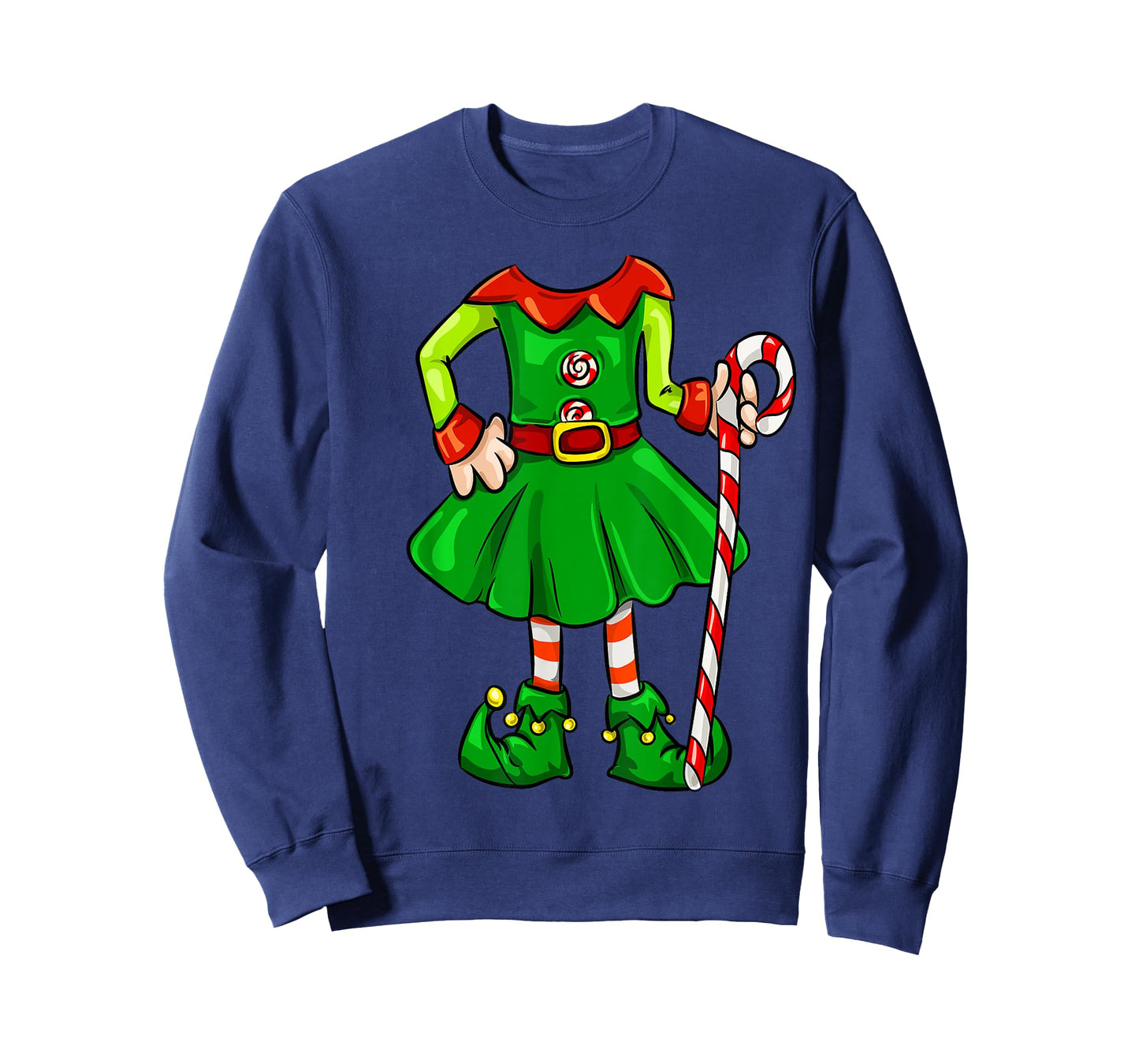 Funny Christmas Gift Cute Candy Cane Elf Girl Costume T-Shirt