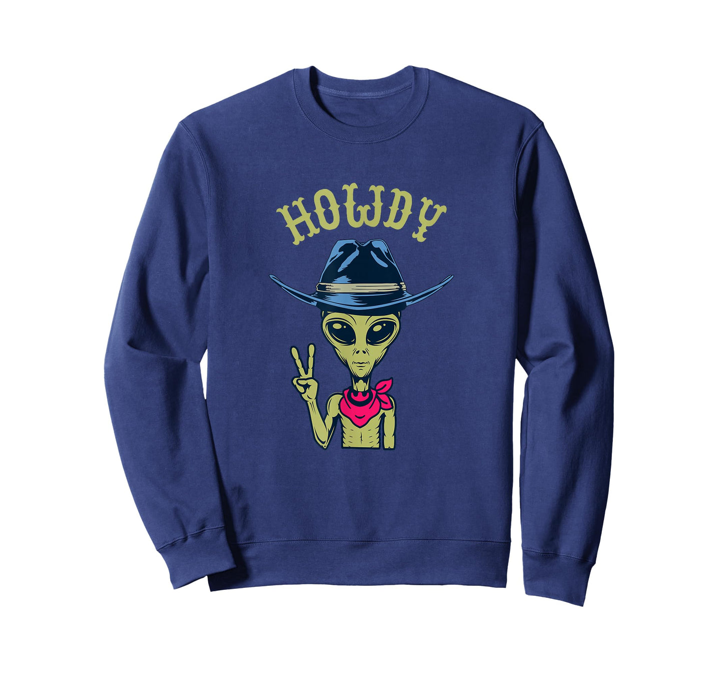 Funny Alien Cowboy Hat Howdy Peace Sign T-Shirt