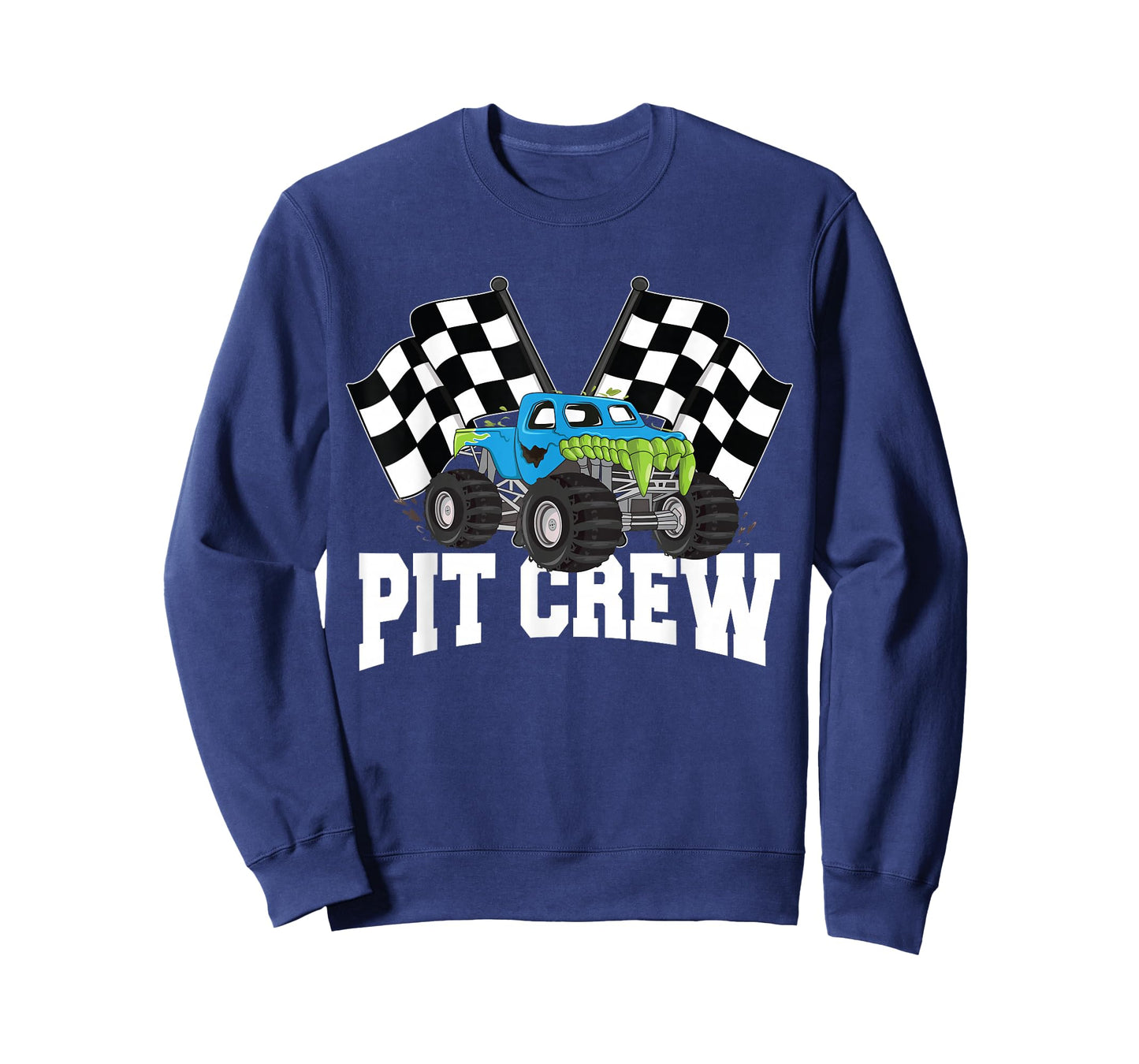 Pit Crew Monster Truck Racing Party And Checked Flag T-Shirt