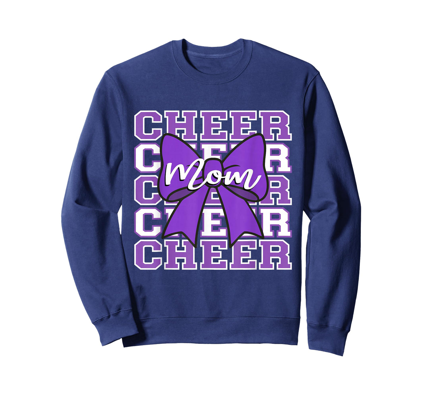 Football Cheer Mom Game Day Purple Bow Cheerleading T-Shirt