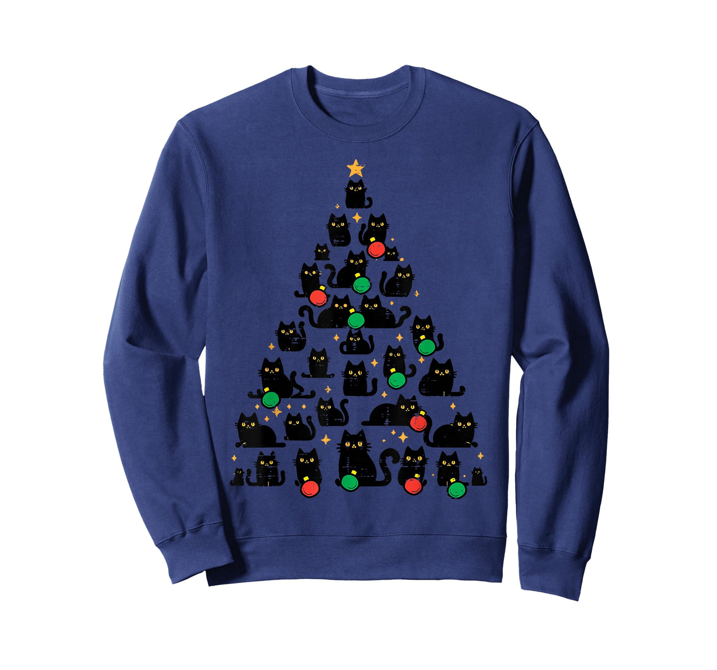 Black Cat Christmas Tree Funny Xmas Girls Boys Kids Women T-Shirt