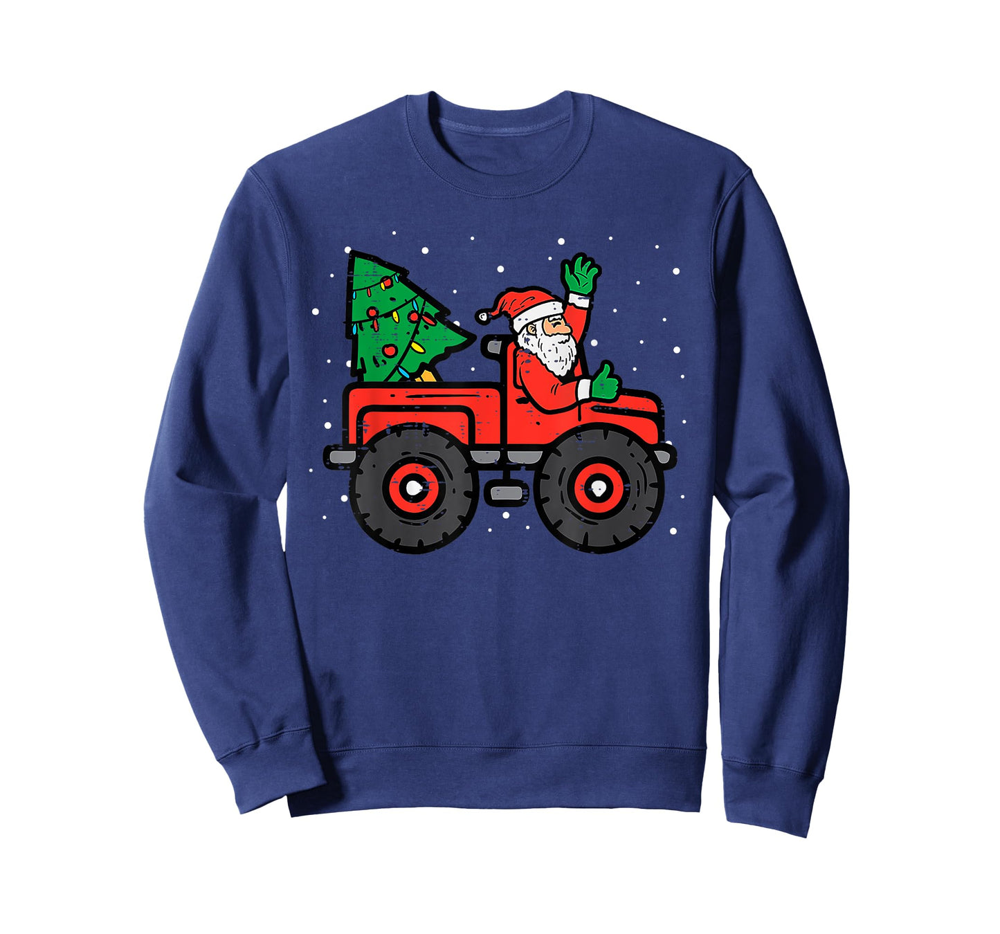 Santa Riding Monster Truck Christmas Tree Lights Kid Toddler T-Shirt