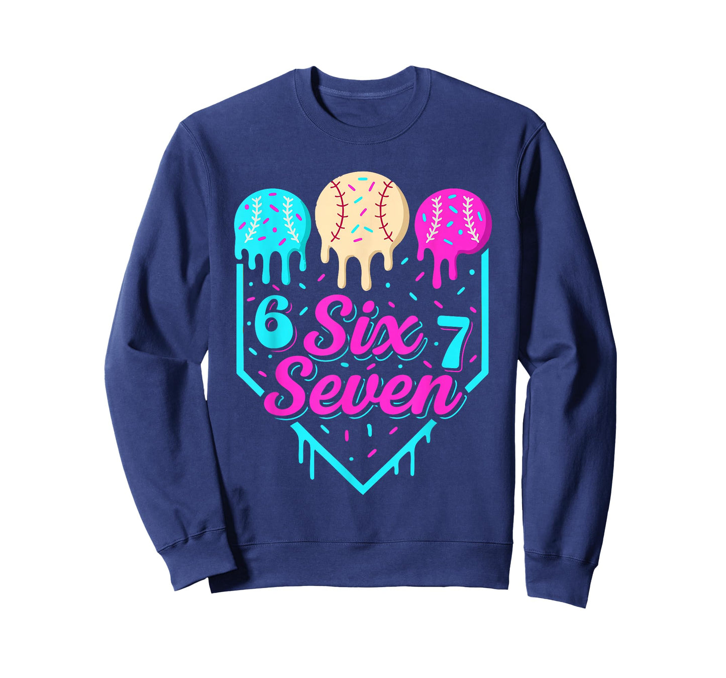 67 Ice Cream Baseball Drip Home Plate Six Seven 6 7 Meme Kid T-Shirt
