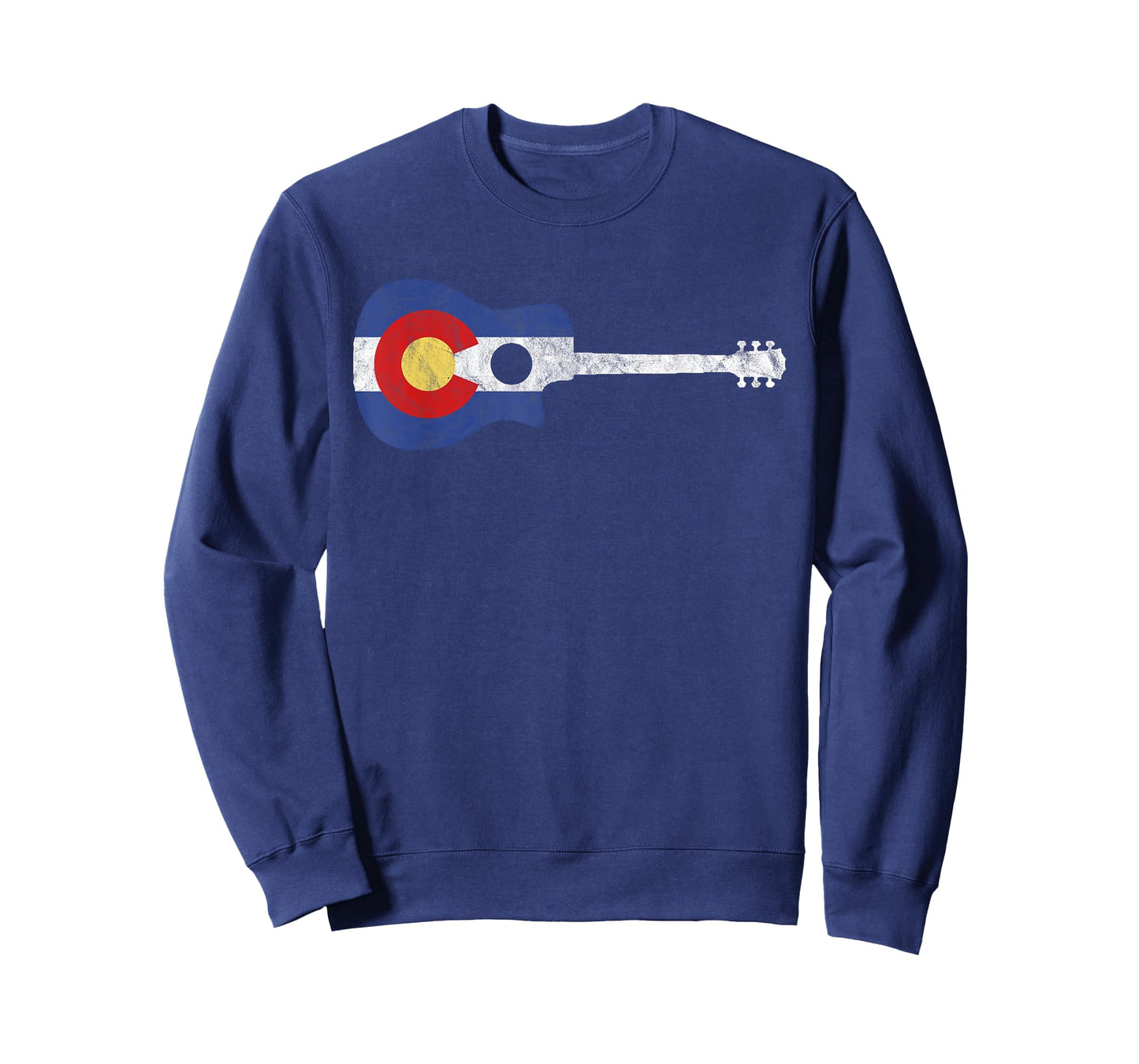 State Flag of Colorado Music - Distressed Acoustic Guitar T-Shirt