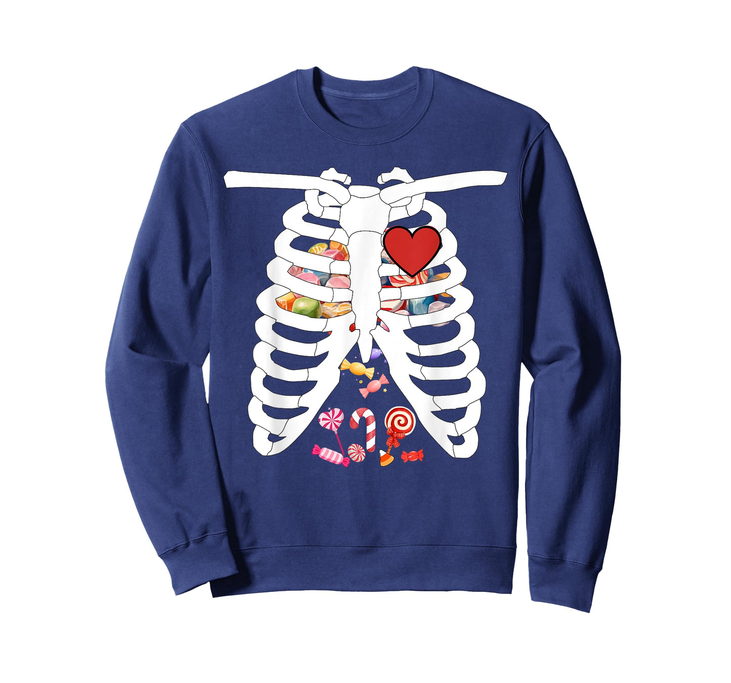 Skeleton Rib Cage X-ray Candy Funny Halloween Costume Kids T-Shirt