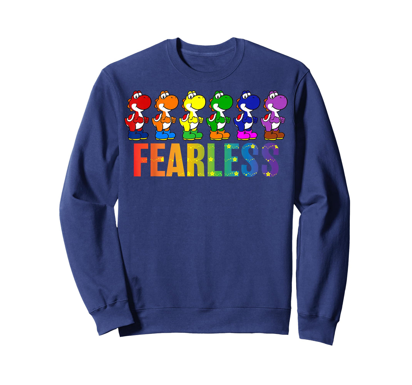 Super Mario Bros Pride Yoshi Fearless Rainbow Line Up T-Shirt
