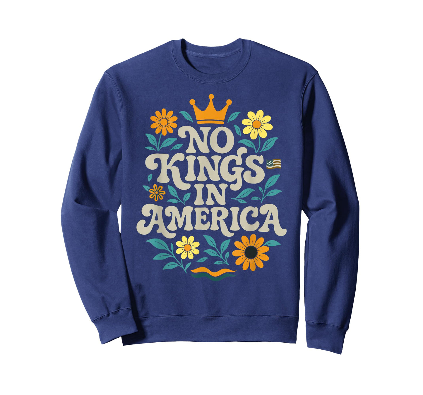 No King in American Retro Floral 70s Democracy Women T-Shirt