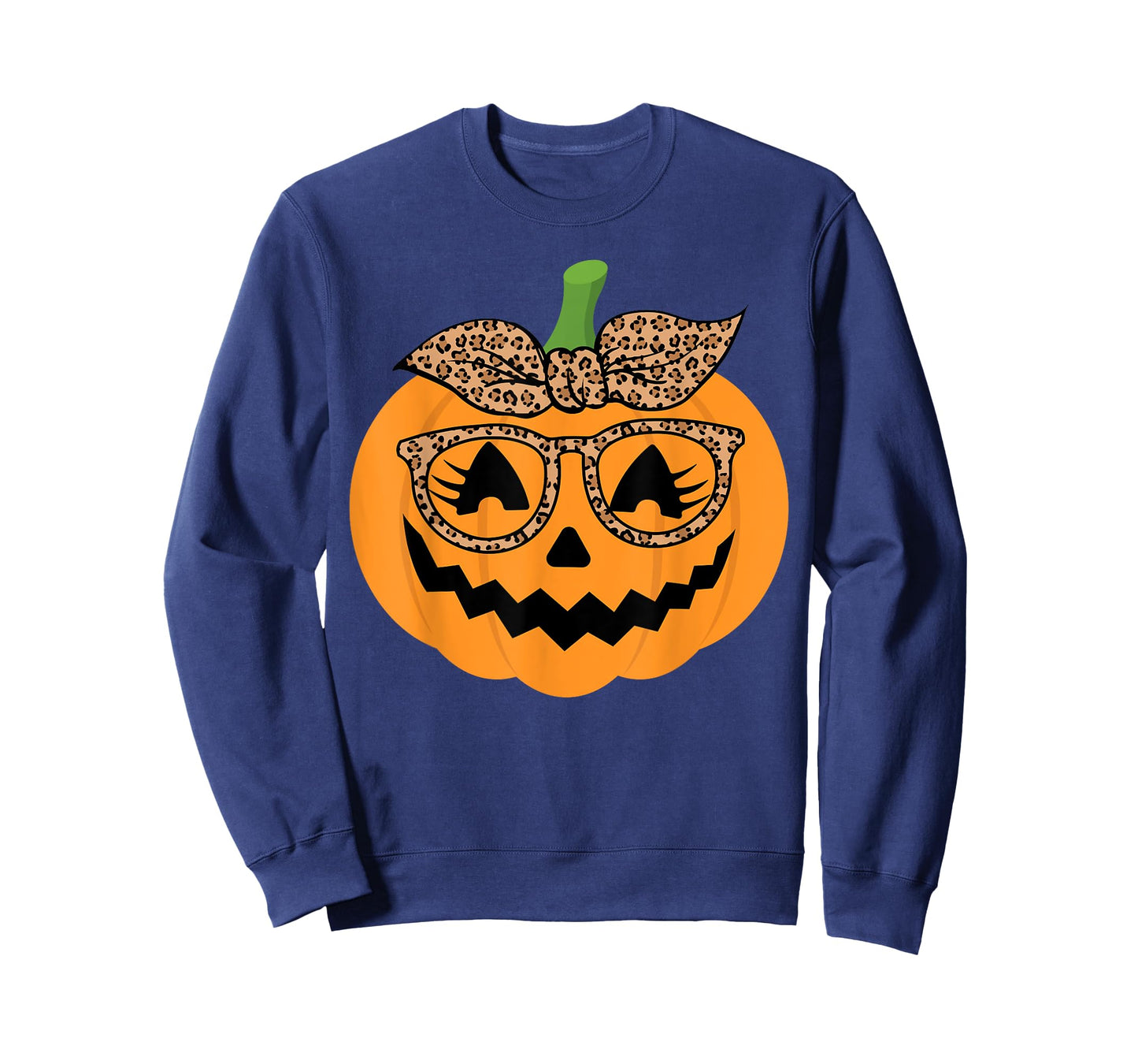 Cute Pumpkin Leopard Glasses and Bandana Halloween Costume T-Shirt