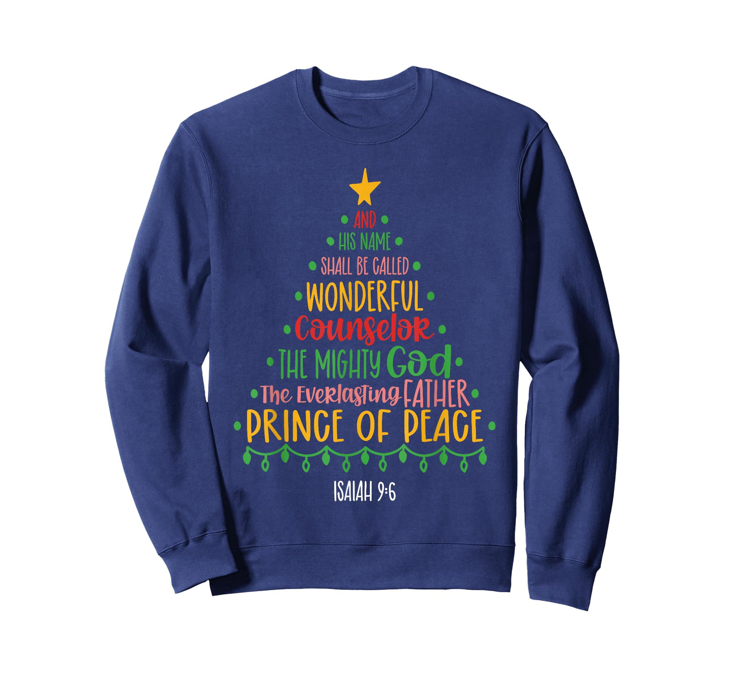 Christian Christmas Bible Verse Names of Jesus Tree Shaped T-Shirt