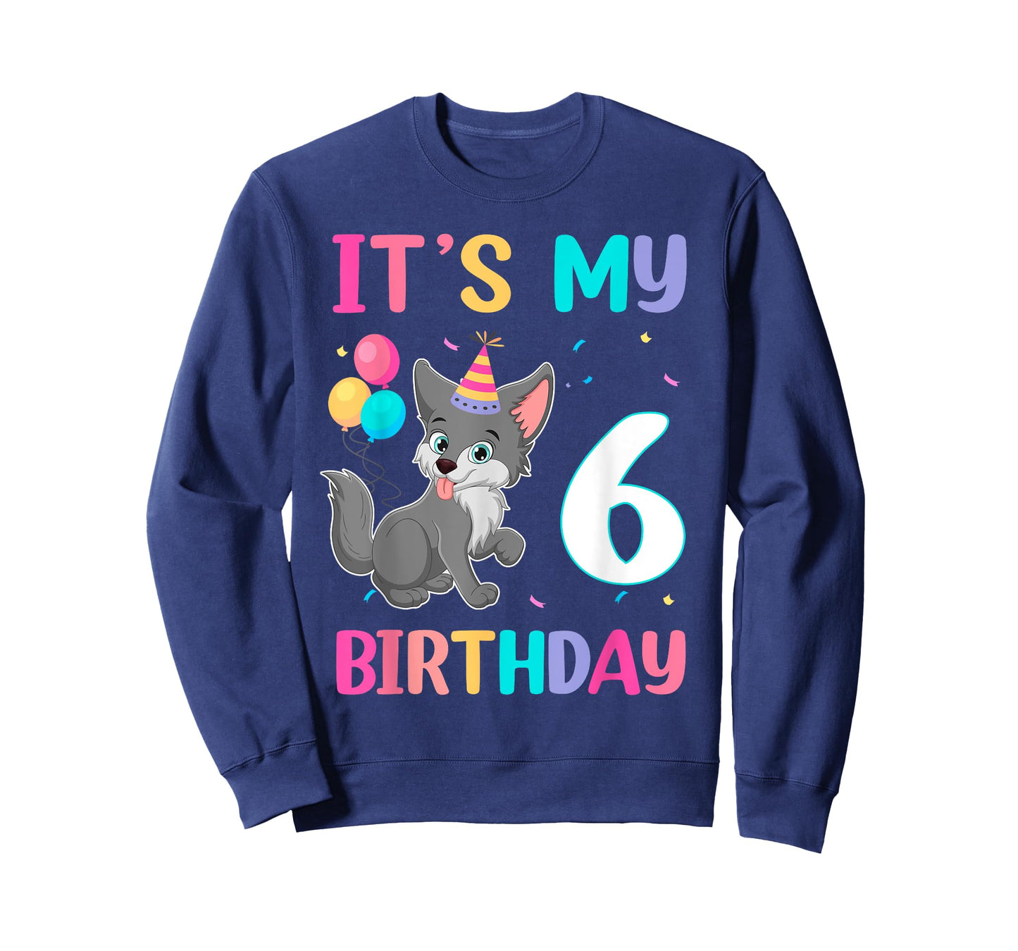 Its My 6th Birthday Wolf Lover 6 Year Old Birthday T-Shirt
