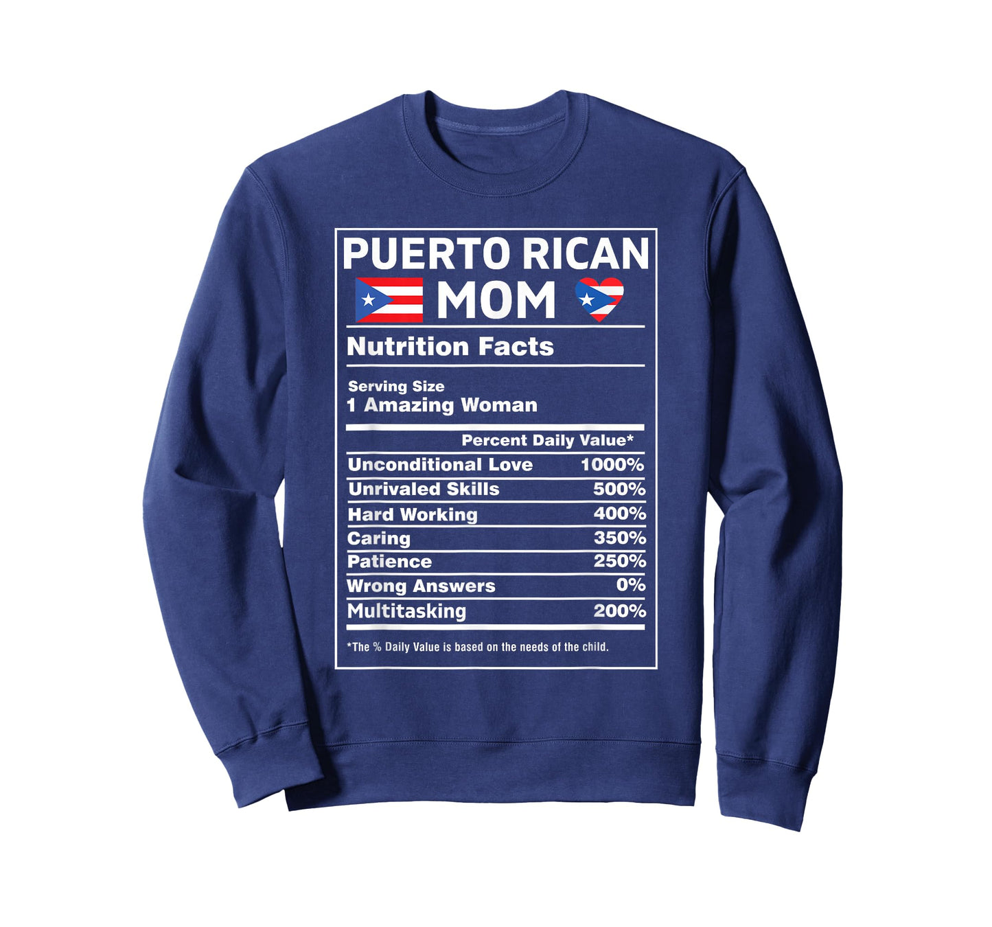 Puerto Rican Mom Nutrition Facts Boricua Puerto Rico PR Flag T-Shirt