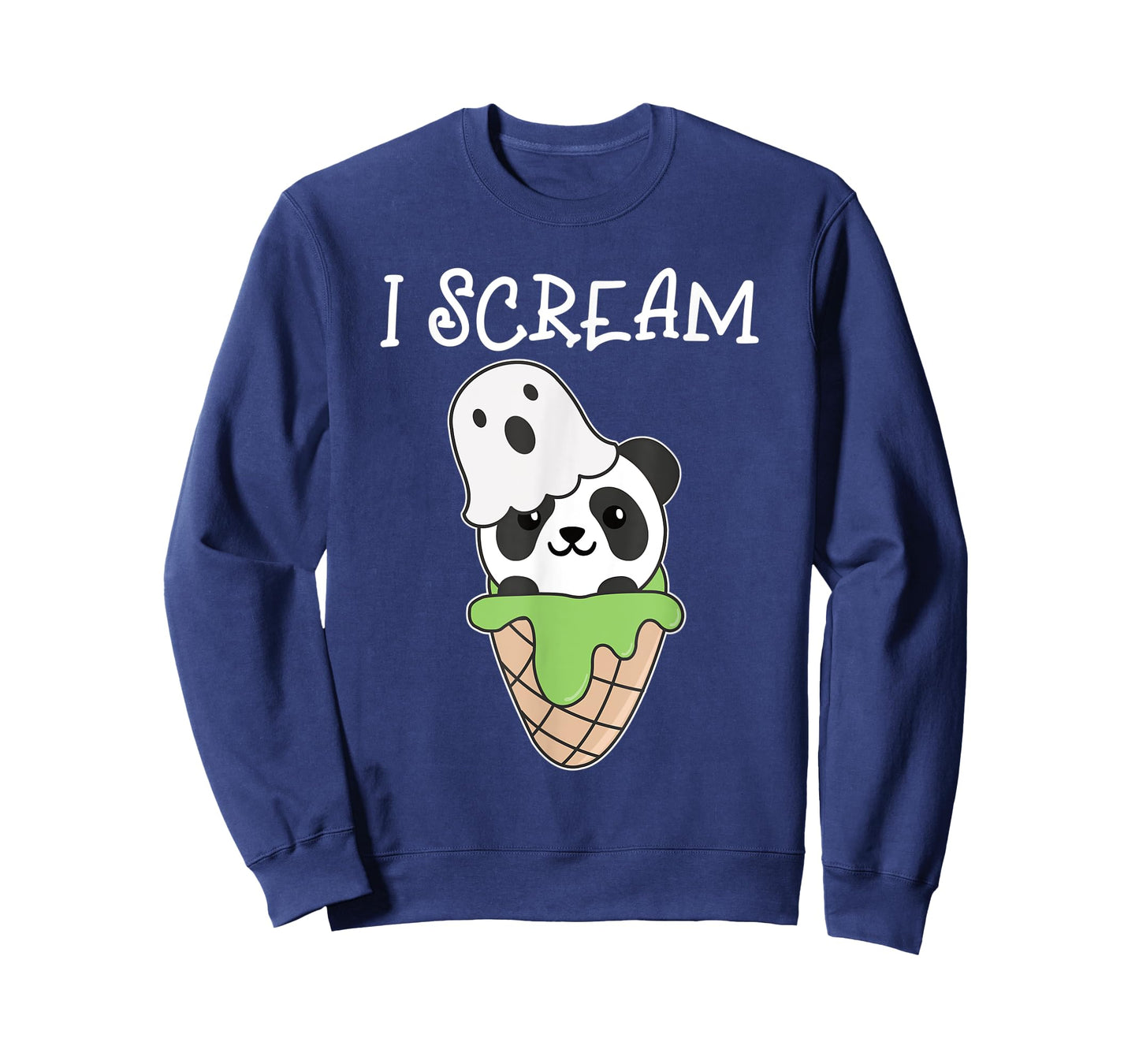 Panda Halloween Ghost I Scream Ice Cream Pun Men Women Kids T-Shirt