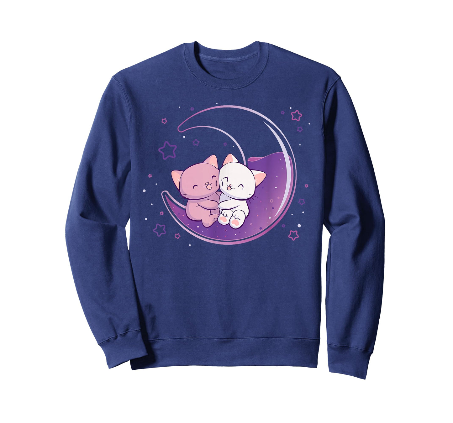 Cute Cats on Purple Moon Kawaii Anime T-Shirt