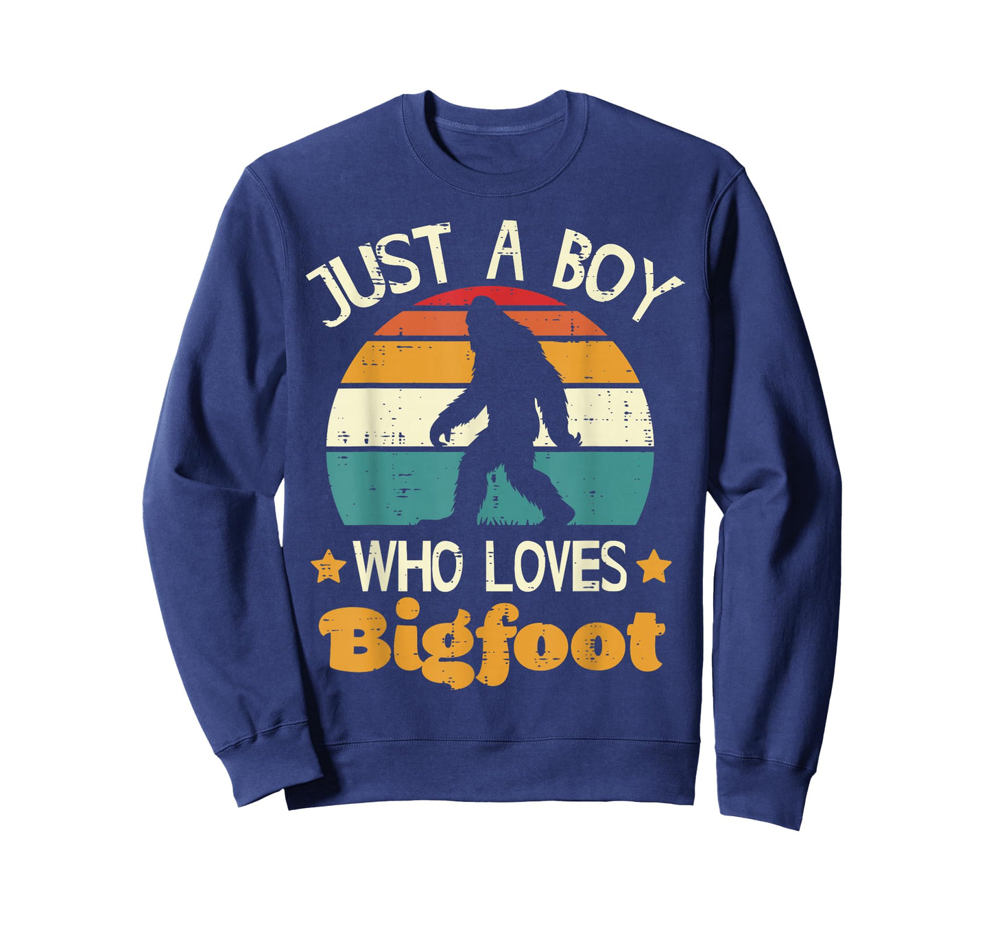 Just Boy Who Loves Bigfoot Retro Sasquatch Boys Kids Men T-Shirt