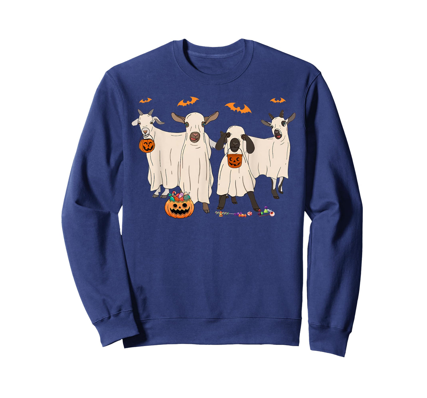 Funny Goat In Ghost Costume Happy Halloween Day Girls Boys T-Shirt