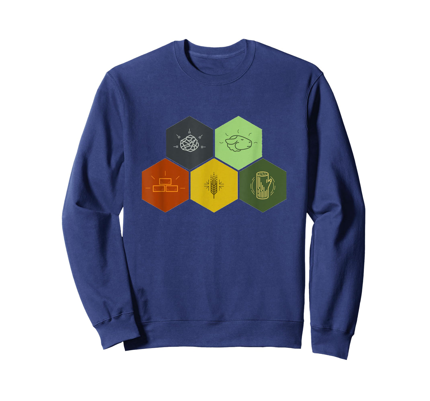 Brick, Wood, Rock, Wheat, & Sheep T-Shirt | Board Game Geek T-Shirt
