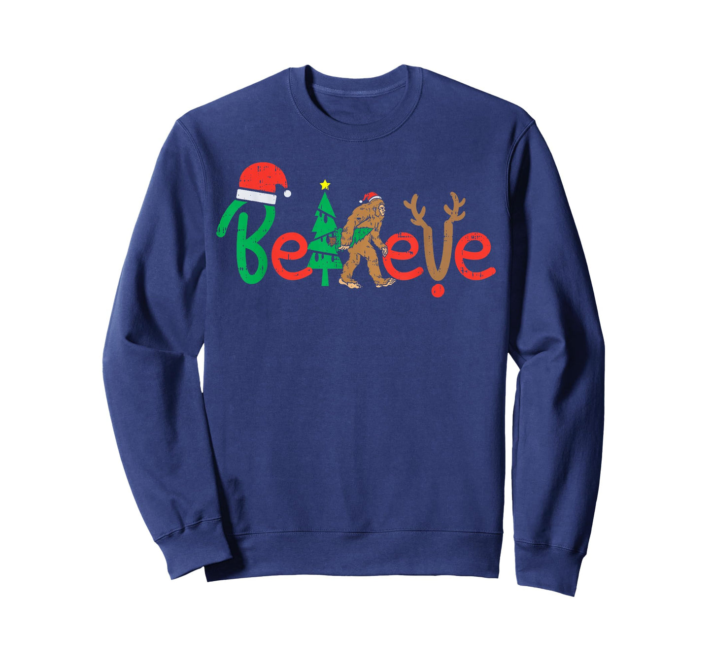Believe Bigfoot Sasquatch Santa Reindeer Christmas Tree Gift T-Shirt