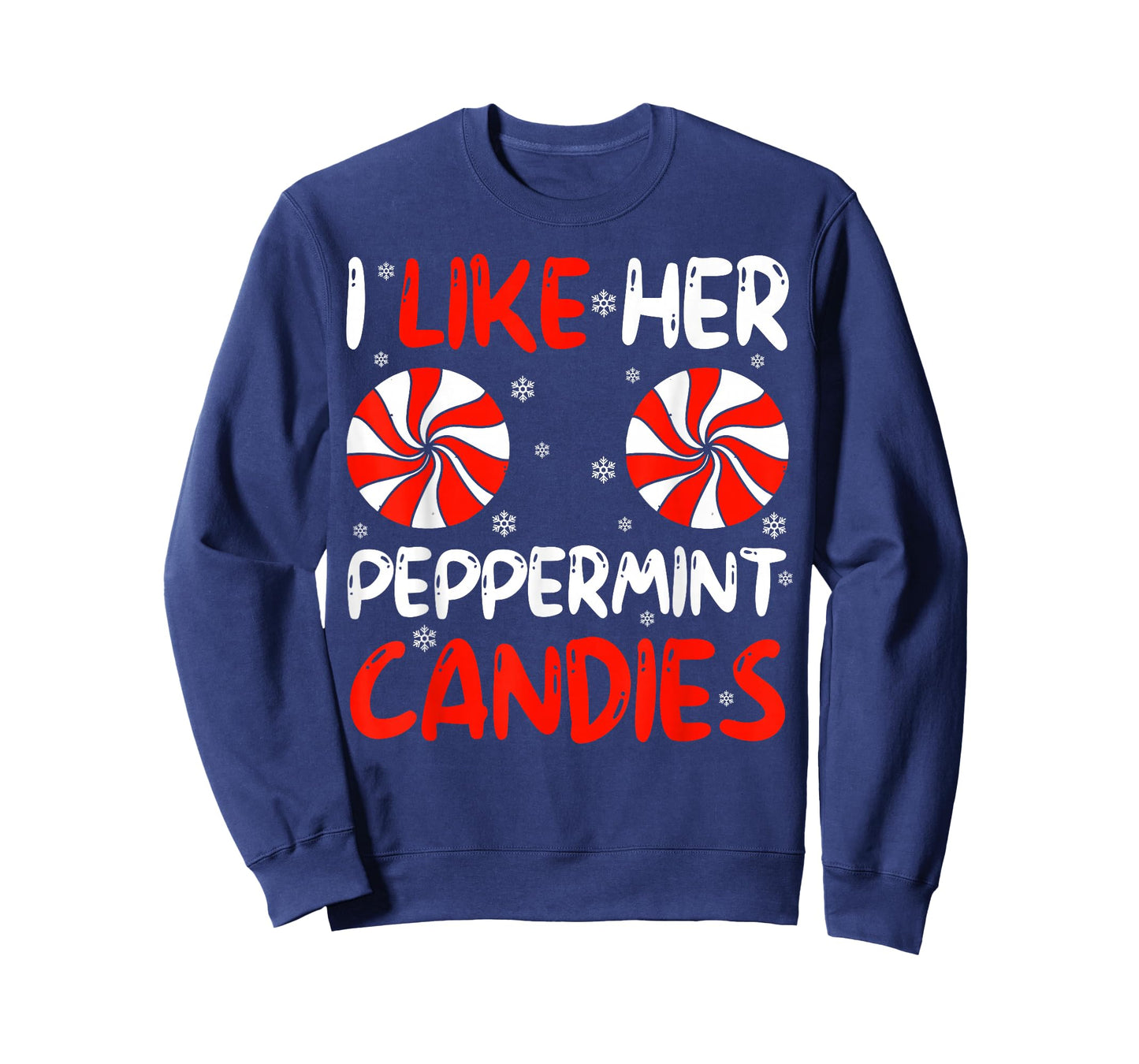 I Like Her Peppermint Candies Couple Matching Christmas T-Shirt