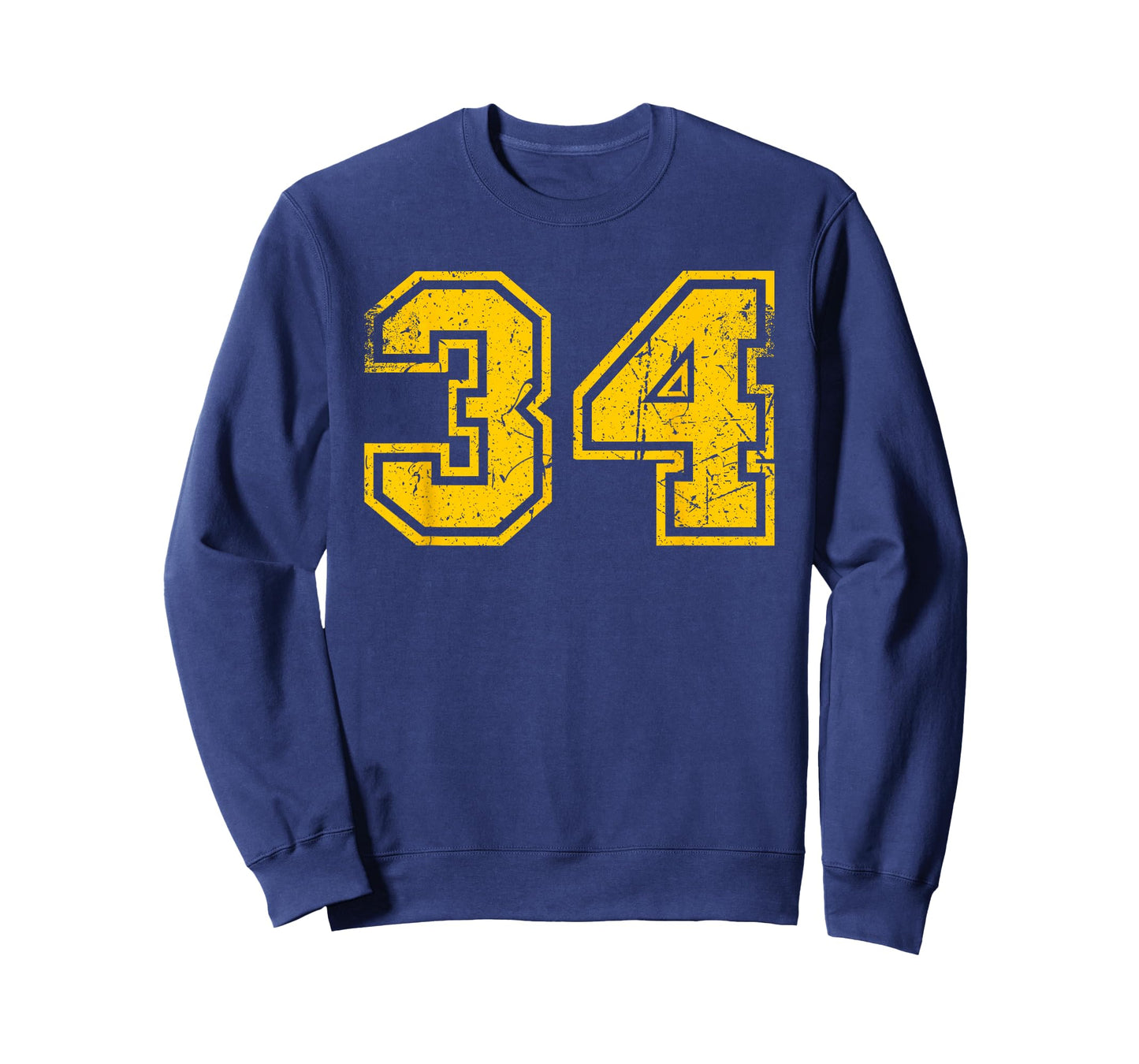 Vintage #34 Sport Yellow Uni Number T-Shirt