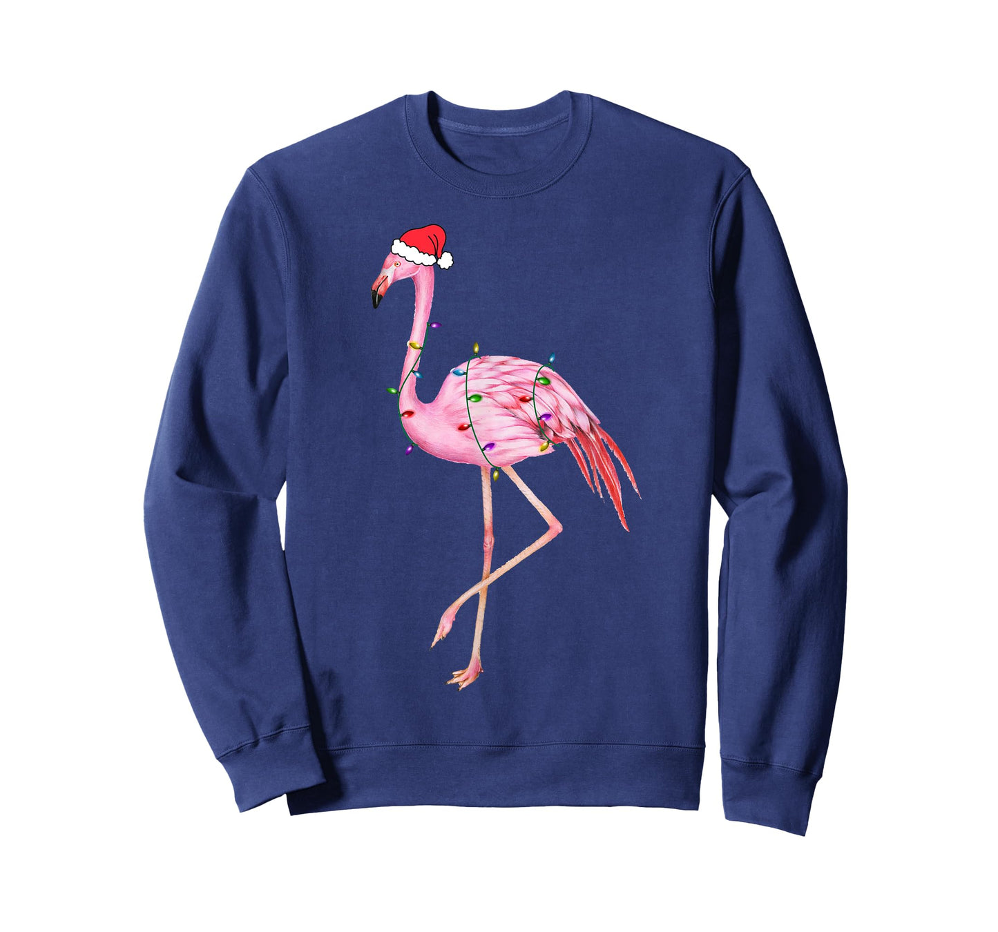 Lighted Flamingo Christmas Tree Lights Xmas Santa Hat Gifts T-Shirt