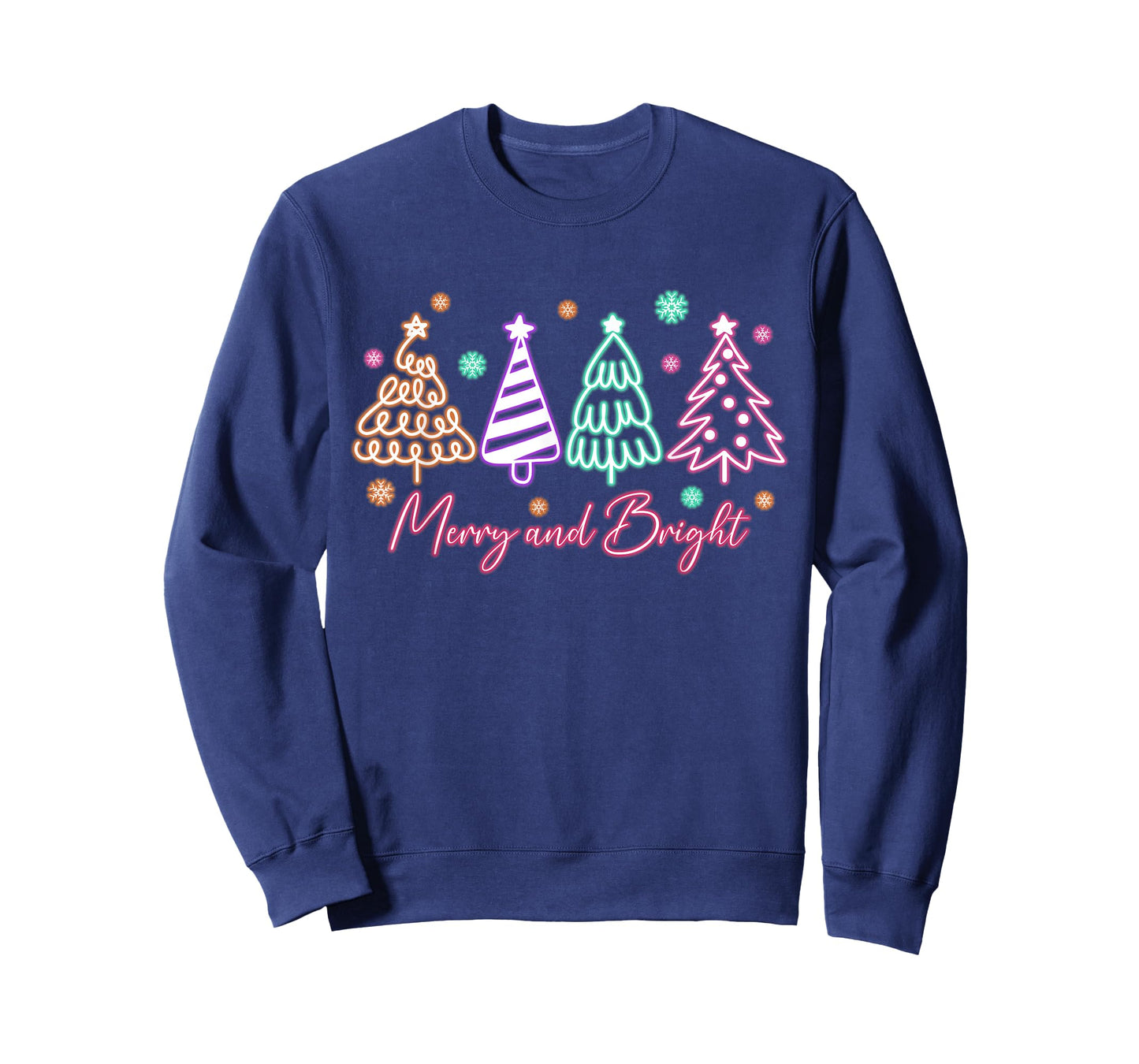 Merry and Bright Tree Neon Christmas T-Shirt
