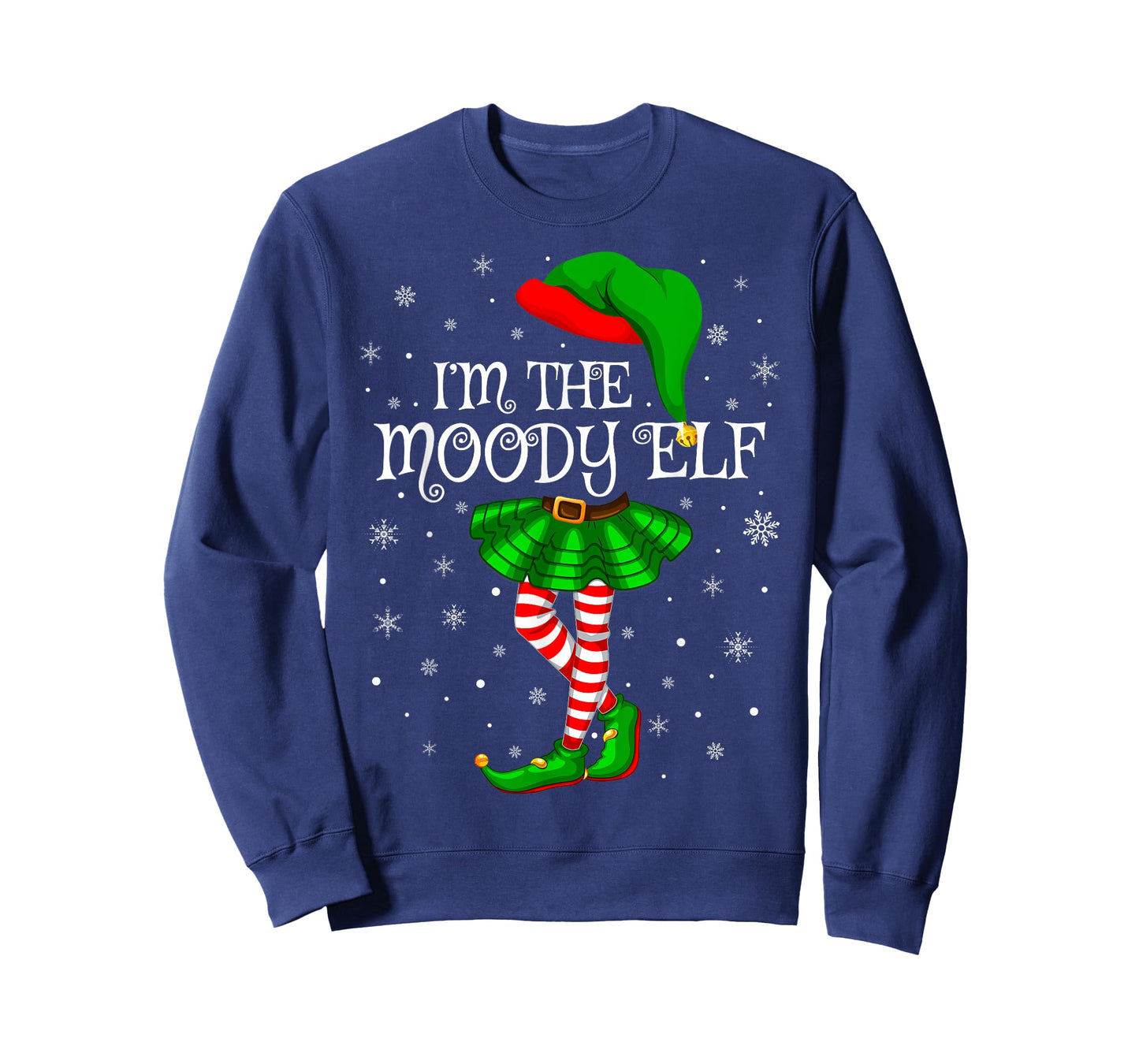 Moody Elf Christmas Matching Family Women Girls Elf T-Shirt