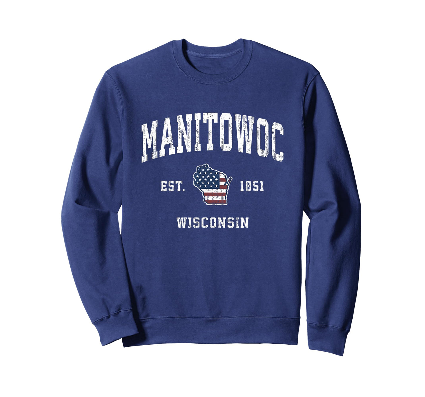 Manitowoc Wisconsin WI Vintage American Flag Sports Design T-Shirt