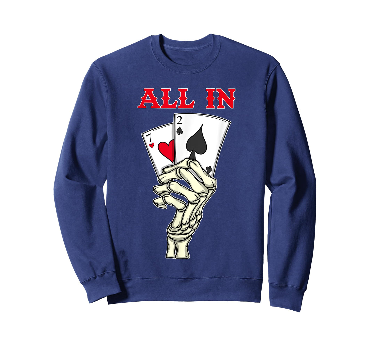Poker Men 7 2 Skeleton Hand Texas Holdem Poker Player T-Shirt