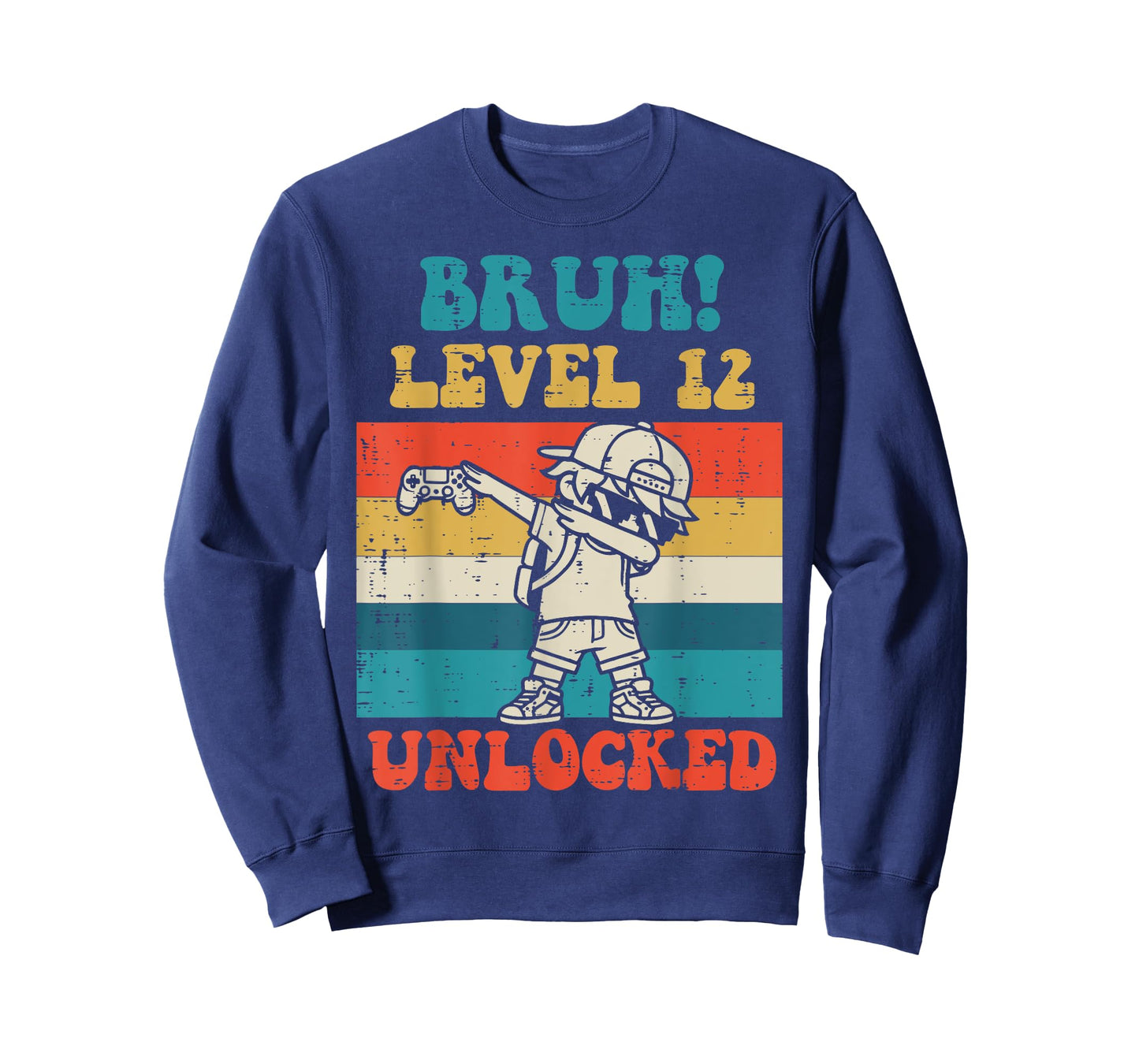 Bruh Level 12 Unlocked Gamer Dab Retro 12th Birthday Boys T-Shirt
