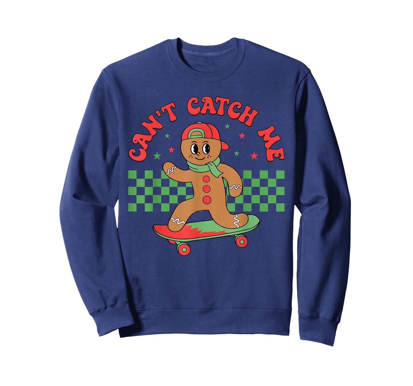 Can't Catch Me Retro Christmas Gingerbread Boy Xmas Kids T-Shirt