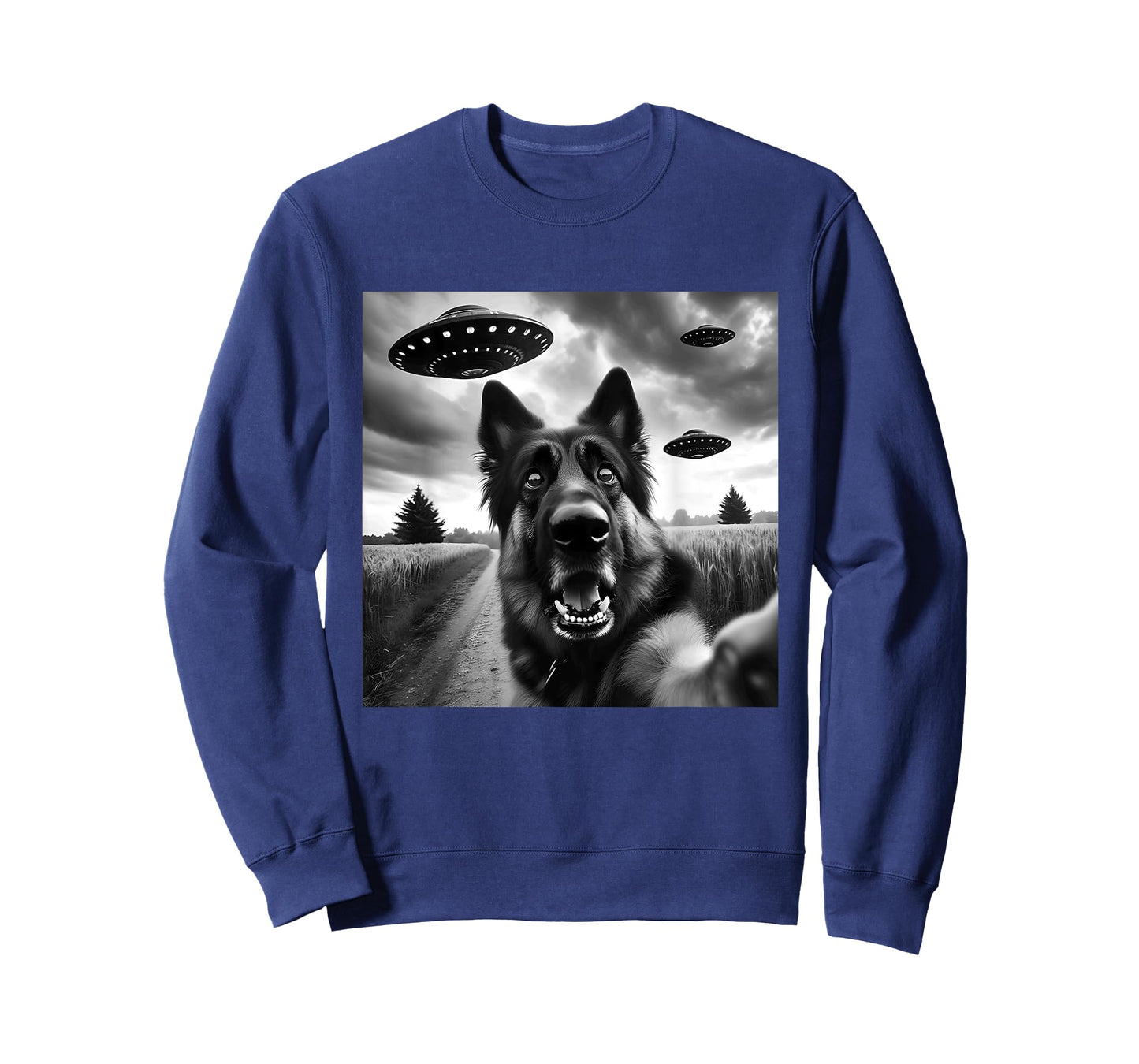 German Shepherd Funny GSP Selfie with UFOs Weird Aliens T-Shirt