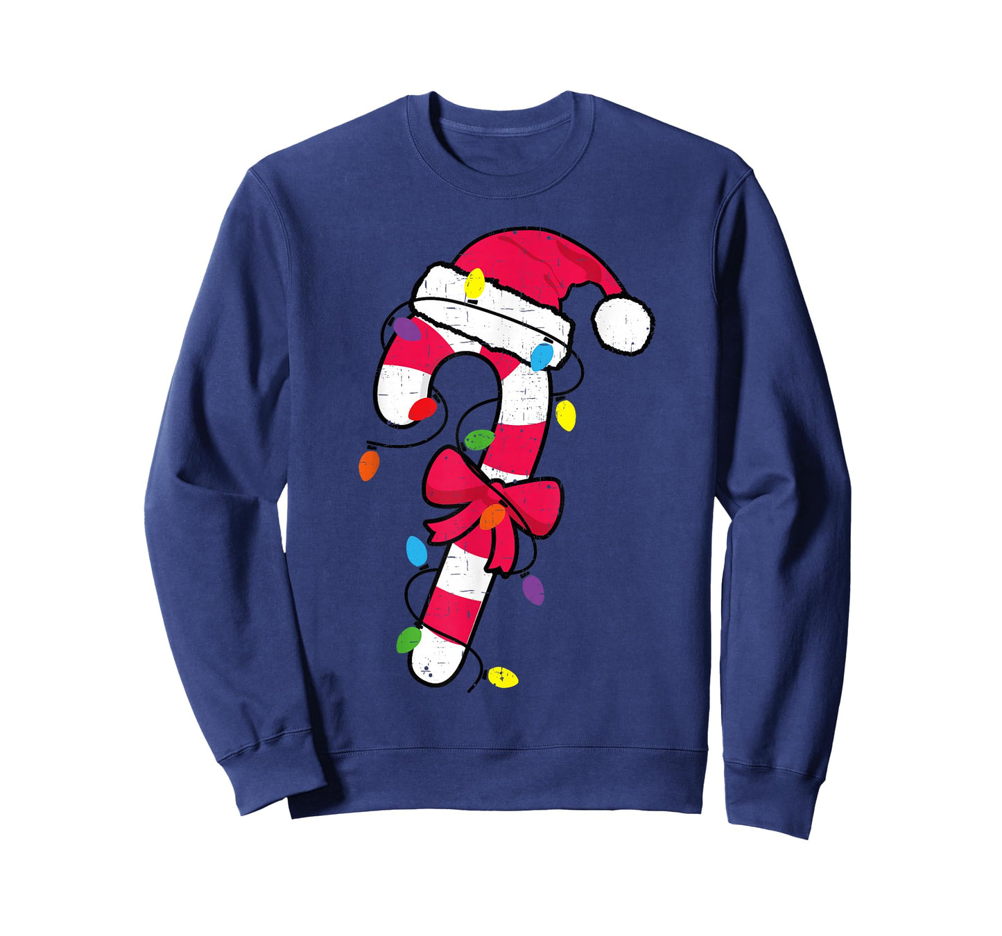 Cute Christmas Candy Cane Santa Hat and Christmas Lights T-Shirt