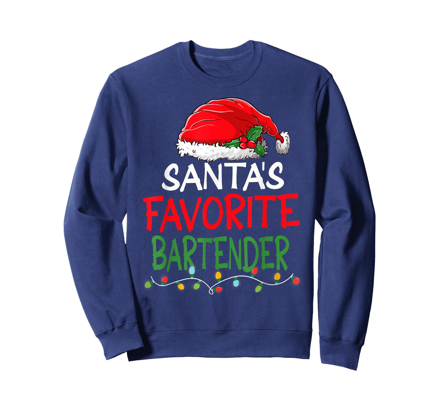 Santa's Favorite Bartender Christmas Santa Claus tree lights T-Shirt