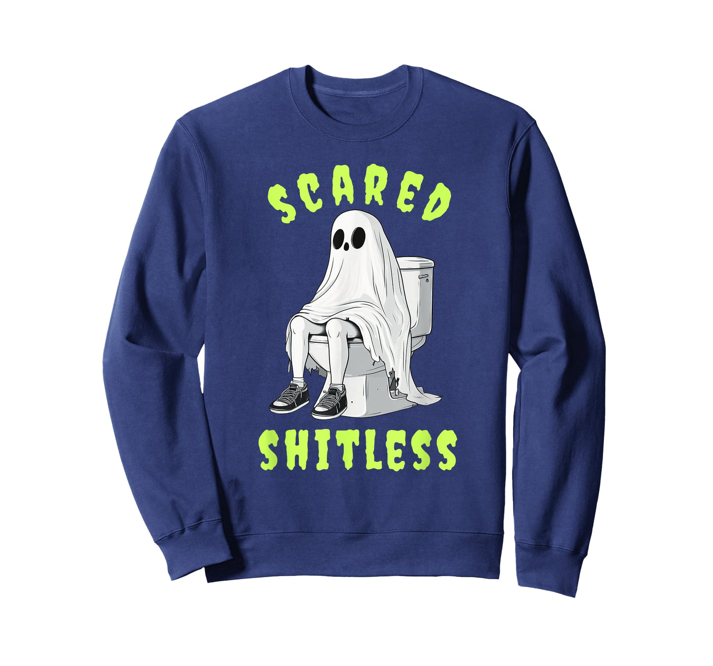 Ghost Sitting On Toilet Scared Shitless Funny Halloween T-Shirt