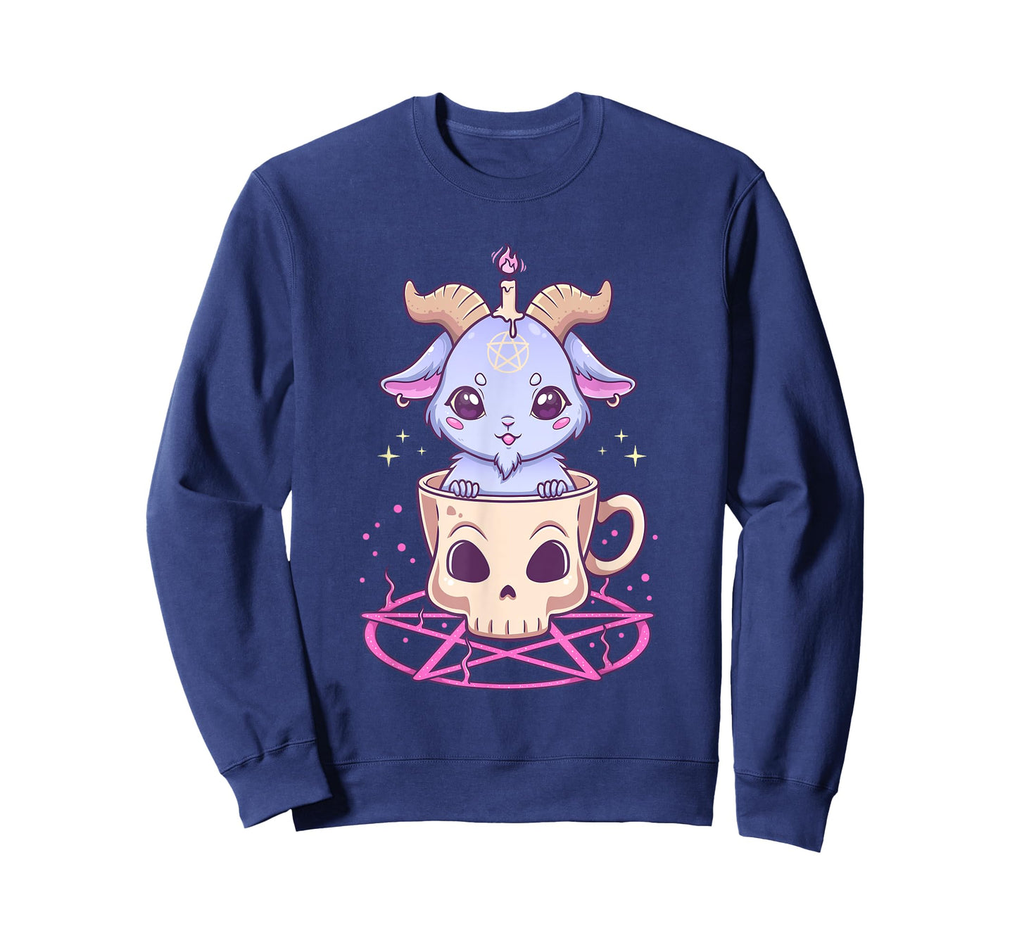 Kawaii Pastel Goth Cute Creepy Pentacle Baphomet Goat T-Shirt