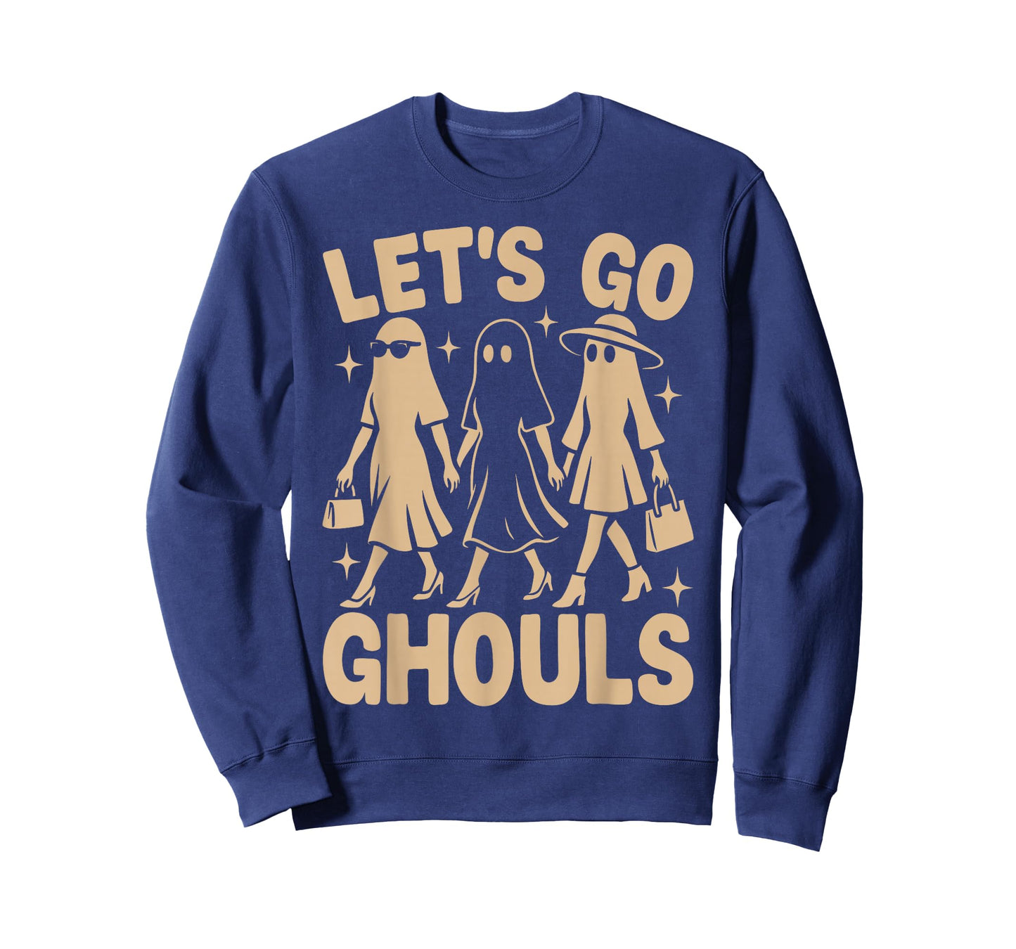 Lets Go Ghouls Retro Halloween Costume Party Women Ghosts T-Shirt