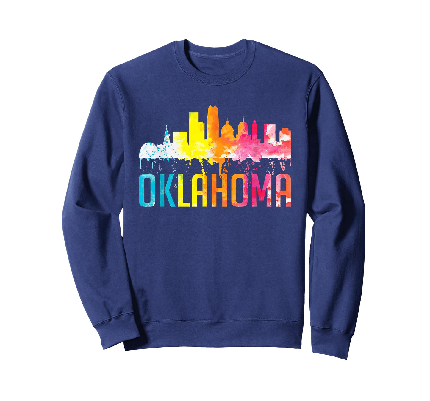 Oklahoma City OK Retro Watercolor Skyline Art Souvenir Gift T-Shirt
